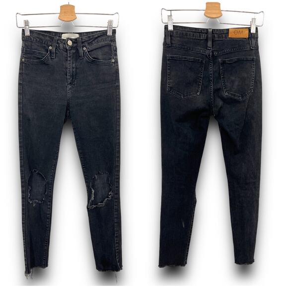 Objects Without Meaning 26x28 Short Distress Black Skinny Ankle Jeans High Rise - Picture 1 of 10
